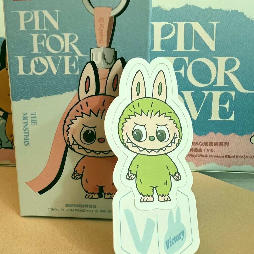 POP MART Labubu The Monsters Pin for Love Letter V Plush Pendant NWT